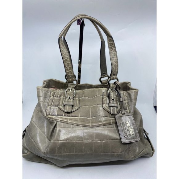 COACH Animal Embossed Leather Gray Shoulder Bag - Picture 2 of 16